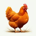 AI-Generated Image of a Bright Orange Hen on a White Background Royalty Free Stock Photo