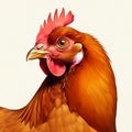 AI-Generated Image of a Bright Orange Hen on a White Background Royalty Free Stock Photo