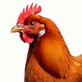 AI-Generated Image of a Bright Orange Hen on a White Background Royalty Free Stock Photo