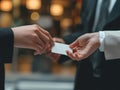 AI-Generated Image of Business Card Exchange, networking and partnership Royalty Free Stock Photo