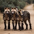 AI generated image of a cackle of hyenas in a jungle