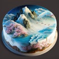 ai generated image of cake decorated with chinese style Royalty Free Stock Photo