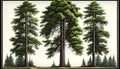 Three Realistic Trees in a Lush Forest, Made with Generative AI