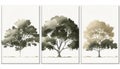 Tranquil Trio: A Minimalist Depiction of Three Majestic Oak Trees, Made with Generative AI