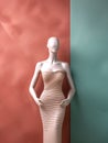 Mannequin Showcasing an Off the Shoulder Dress