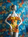 Mannequin Showcasing an Off the Shoulder Dress