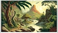 Ancient Earth: A Glimpse of Life 65 Million Years Ago, Made with Generative AI
