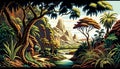 Ancient Earth: A Glimpse of Life 65 Million Years Ago, Made with Generative AI