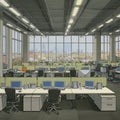AIGenerated Image: Modern Office Workspace Design Royalty Free Stock Photo