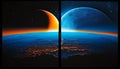Twilight Horizon: A Split View of Earth\'s Day and Night, Made with Generative AI