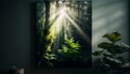 Radiant Sunbeams Illuminate Verdant Forest, Made with Generative AI