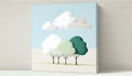 Nature\'s Serenity - A Minimalistic Depiction of Trees and Clouds, Made with Generative AI