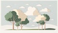 Nature\'s Serenity - A Minimalistic Depiction of Trees and Clouds, Made with Generative AI