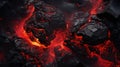 volcanic lava flow, with a mix of rough and smooth areas and variations in shades of black or red by AI generated Royalty Free Stock Photo