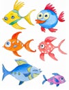 Set of cartoon fish