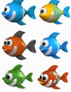 Set of cartoon fish