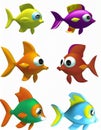 Set of cartoon fish