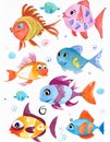 Set of cartoon fish