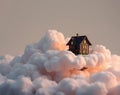 A Dreamy Cottage Floating Amongst Ethereal Clouds Royalty Free Stock Photo