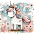 Whimsical Unicorn in a Dreamy Pastel Landscape