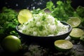 Cilantro lime rice healthy food background