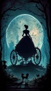 Silhouette of Cinderella in Misty Forest, Made with Generative AI Royalty Free Stock Photo
