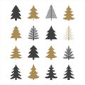 Pine Tree Icons Collection Vector Art Design Set for Winter Graphics and Holiday Decorations Royalty Free Stock Photo