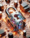 Unsecure Internet Surfing Passwords Unprotected Codes Microchip Circuit Board Electronics Online Unsafe AI Generated