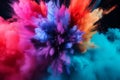 Colorful powder paint explosion at high speed