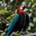 AI generated image of a colourful, vivid scarlet macaw