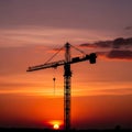 Labour day construction site crane at sunset workers\' appreciati Royalty Free Stock Photo