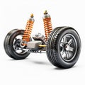 Car suspension model on white background Royalty Free Stock Photo