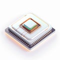 A 3D icon of a tech breakthrough quantum computing chip with a white background Royalty Free Stock Photo