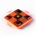 A 3D icon of a tech breakthrough quantum computing chip with a white background Royalty Free Stock Photo