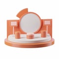 A 3D icon of a tech conference event stage with a white background