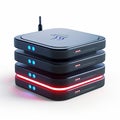 A 3D icon of a tech platform network router with a white background Royalty Free Stock Photo
