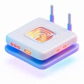 A 3D icon of a tech platform network router with a white background Royalty Free Stock Photo