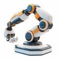 A 3D icon of a tech revolution robotic arm with a white background Royalty Free Stock Photo