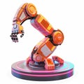 A 3D icon of a tech revolution robotic arm with a white background Royalty Free Stock Photo