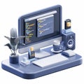 A 3D icon of a tech startup office coding bracket with a white background