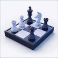 A 3D icon of a tech strategy chessboard with pieces with a white background Royalty Free Stock Photo