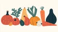 Fall harvest vegetables display Royalty Free Stock Photo