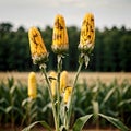 AI generated image of corns in a cornfield Royalty Free Stock Photo
