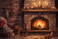 A cozy fireplace for relaxation self care background