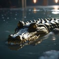 AI generated image of a crocodile swimming silently in the waters