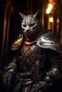 AI Generated Image. Cute cat knight wearing armor