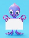 Cute little alien holding a blank sign Royalty Free Stock Photo