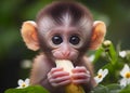 Cute babymonkey eating banana Royalty Free Stock Photo