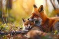 Cute serene fox family. Mother\'s Day concept