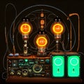 AI generated image - Cyberpunk device with nixie tubes and vacuum tubes